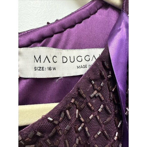 Mac Duggal Size 16 Purple 5948 Cape Sleeve Beaded Formal Cocktail Dress $598 New - Picture 9 of 9